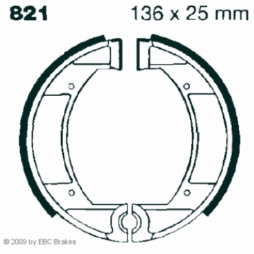 EBC Premium Bremsbacken Water Grooved für Moto Morini 125 KJ/T/KT/Kanguro Hinterachse - 821G