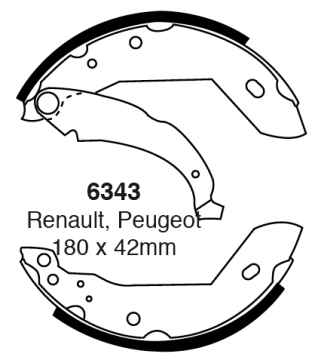 EBC Premium Bremsbacken 6343 für Peugeot 205 20A/C 1.6 Automatik hinten