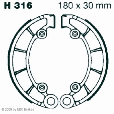 EBC Premium Bremsbacken für Honda CB 500 (T) (Twin) Hinterachse - H316