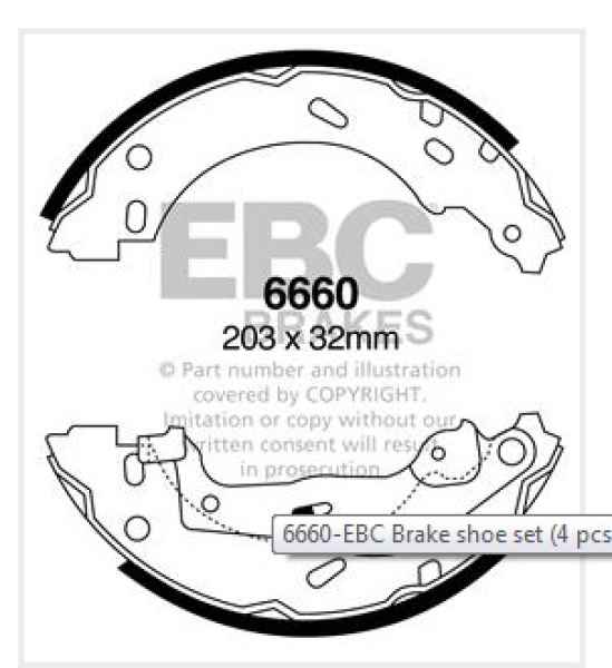 EBC Premium Bremsbacken 6660 für Smart Fortwo 2  1.0 Brabus hinten